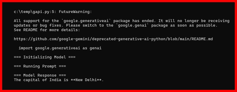 Picture showing the output of generating the text content using gemini